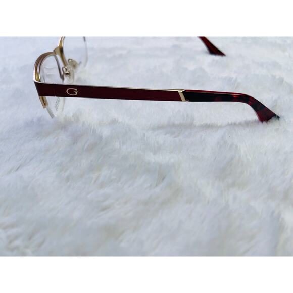 Guess Womens Brown Red Matte Bordeaux Eyeglass Frame Rectangular Semi Rimless main image 4
